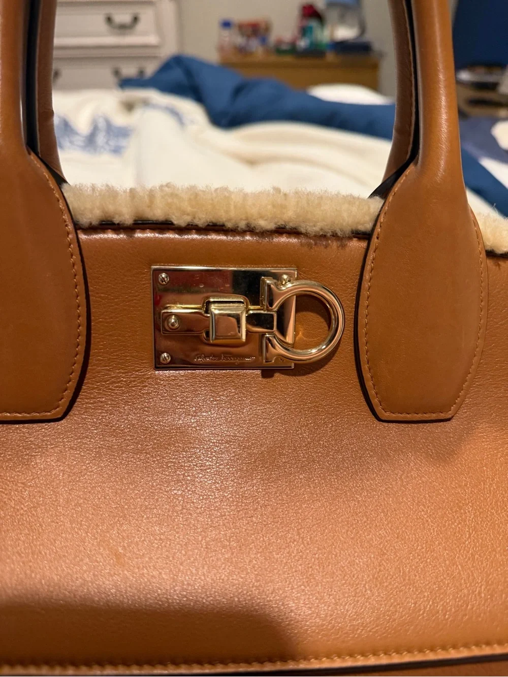 Salvatore Ferragamo Shearling Tote